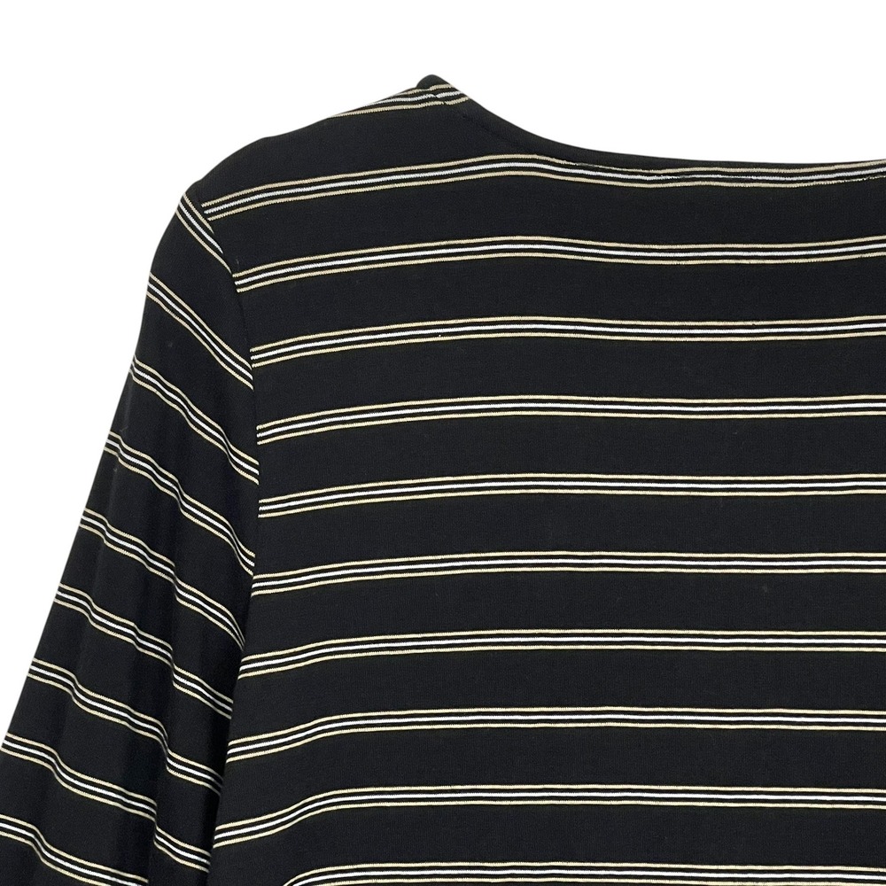 J.Jill‎ Large Black Stripe Pima Cotton Modern Classic Minimalist Top - Picture 6 of 10